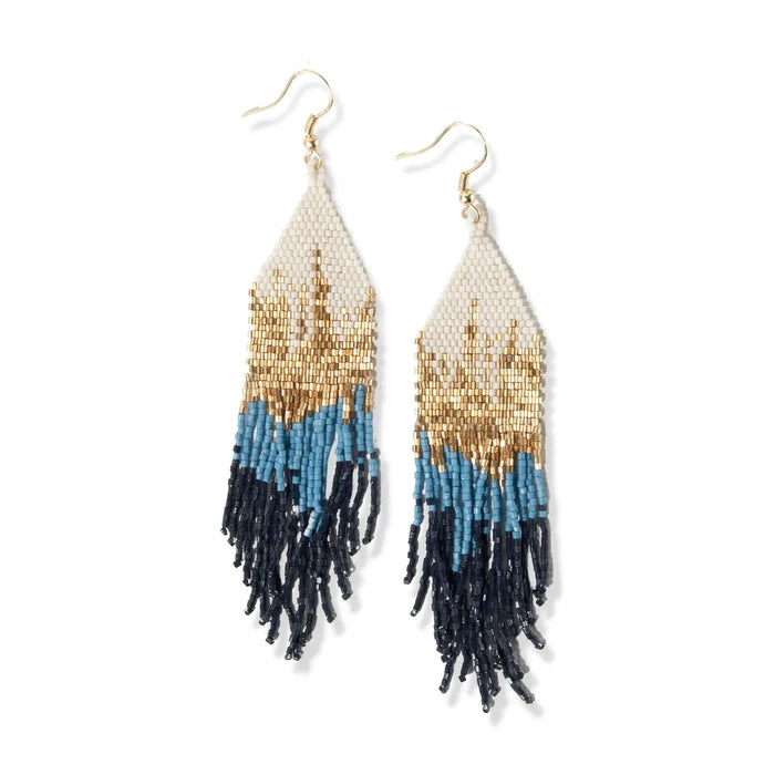 Blue Navy Mixed Metallic Luxe Ombre Earrings