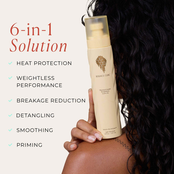 6-in-1 Bounce Curl Weightless Thermal Guard Leave In. Heat Protection, hitavörn, weightless performance, létt í hárið, þyngir ekki, Breakage Reduction, detangling, flækjur, flókasprey, Smoothing, Priming.