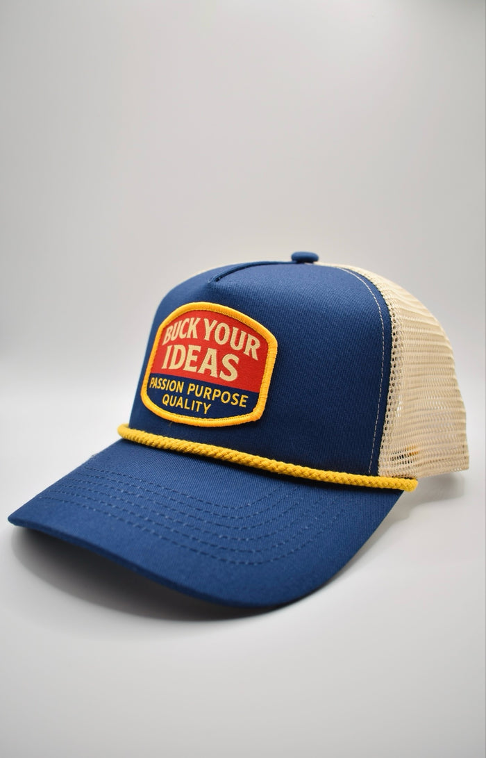 Buck Your Ideas Classic Trucker Cap - Blue / Yellow