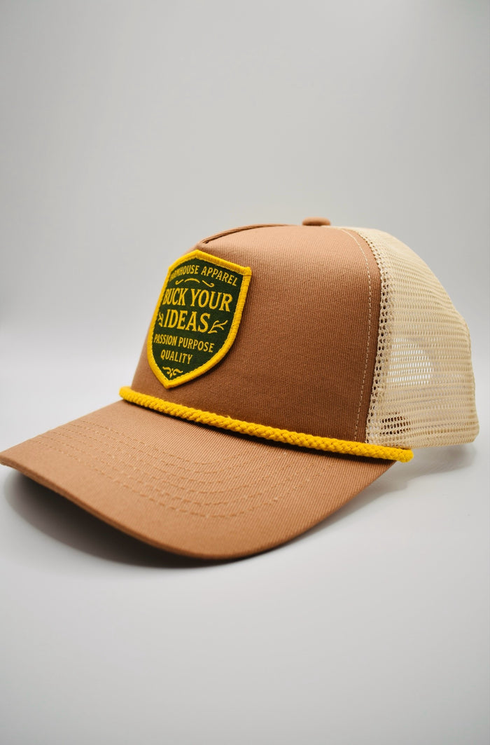 Buck Your Ideas Farmhouse Apparel Cap - Tan / Yellow