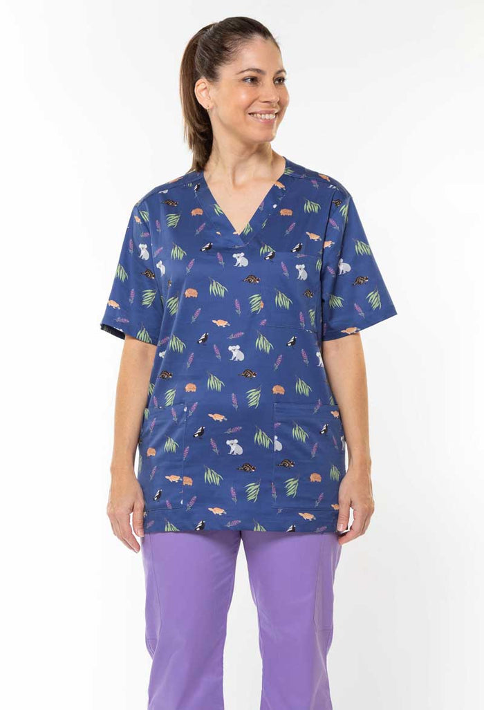 Bush Friends Midnight - Unisex Printed Scrub Top