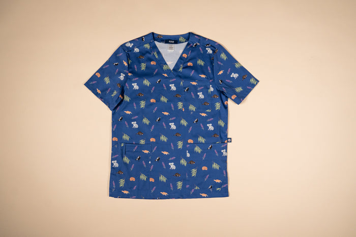 Bush Friends Midnight - Unisex Printed Scrub Top