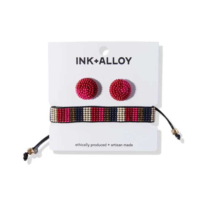 Carded Set with Post Earrings And Friendship Bracelet