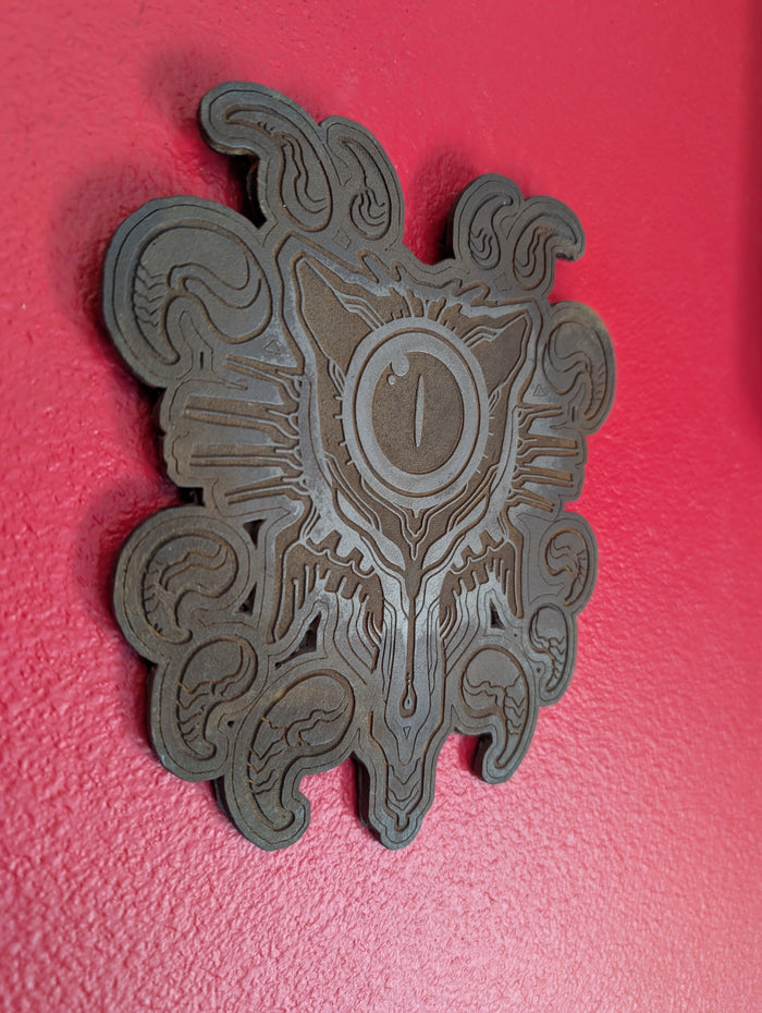 CAT GOD COLD CAST METAL WALL PLAQUE