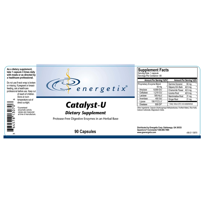 Energetix Catalyst-U dietary supplement label on a white background