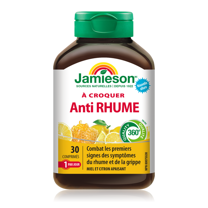 31000835 Jamieson Cold Fighter | Chewable Soothing Honey Lemon Flavour 30 Tablets 9005_R2094_ColdFighter_Chewable_HoneyLemon_160cc_BTL_MAIN2