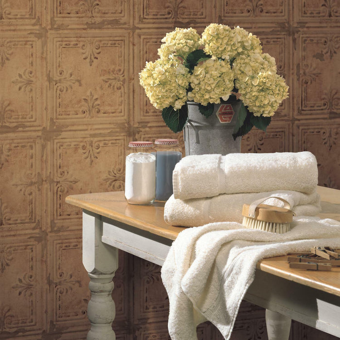 Copper Tin Tile Peel & Stick Wallpaper - EonShoppee