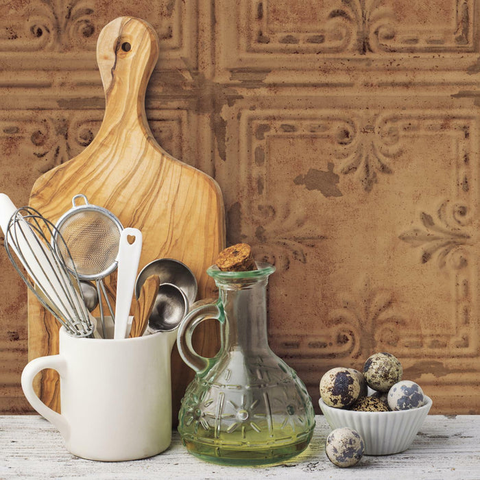 Copper Tin Tile Peel & Stick Wallpaper - EonShoppee
