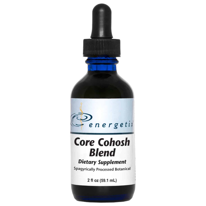 Core Cohosh Blend is a spagyrically processed botanical blend that includes black cohosh root (Actaea racemosa), blue cohosh, damiana, false unicorn root, wild yam, and other complementary herbs that support healthy female reproductive function, normal estrogen balance, and menstrual cycle support.*