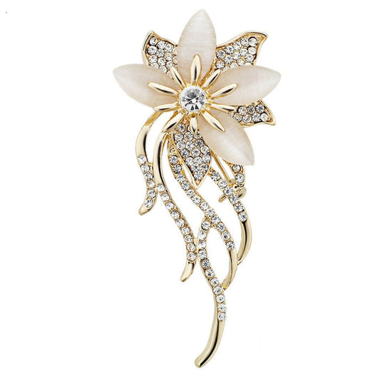 Crystal Flower Brooch
