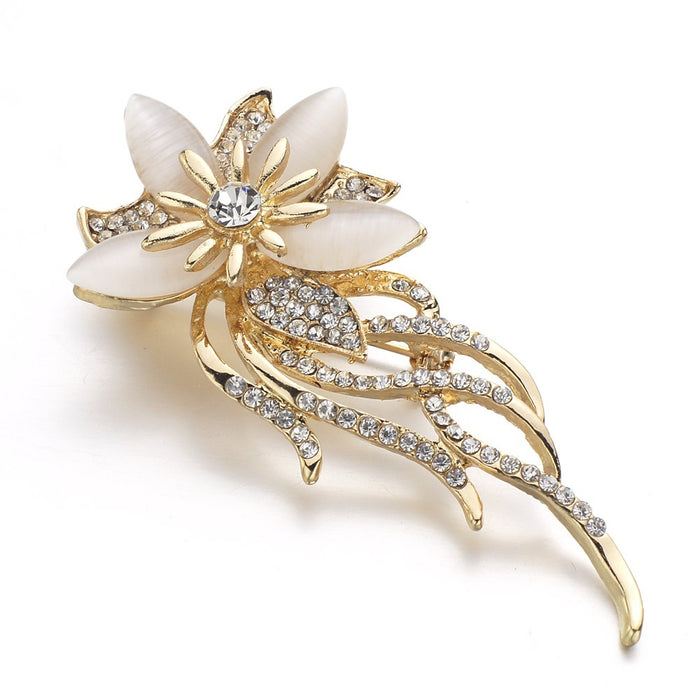 Crystal Flower Brooch