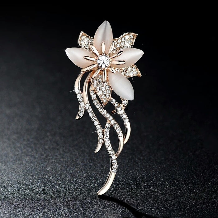 Crystal Flower Brooch