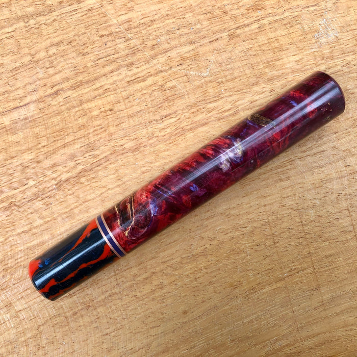 Custom Japanese Knife handle (wa handle) - Double dyed purple/red box elder with coral tide ferrule