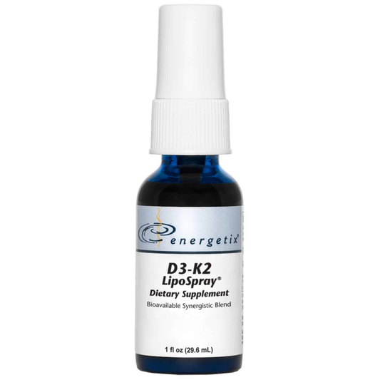 D3-K2 LipoSpray® is a synergistic blend of the prohormone vitamin D3 and the fat-soluble vitamin K2, which work together to support calcium uptake and routing as well as help maintain the integrity of the skeletal, dental, and cardiovascular systems.