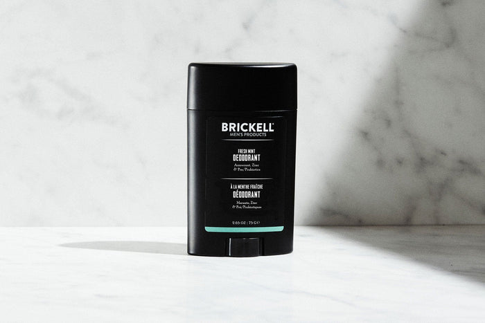 Brickell Men's Products Fresh Mint Deodorant with arrowroot, zinc & Pre/probiotics 2.65 oz 75g black packaging