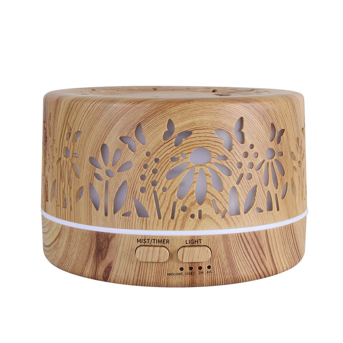 Designer 700ml Ultrasonic 5 in 1 Home Diffuser, Flowers Light Wood, 7 Color LED, Remote Control Humidifier