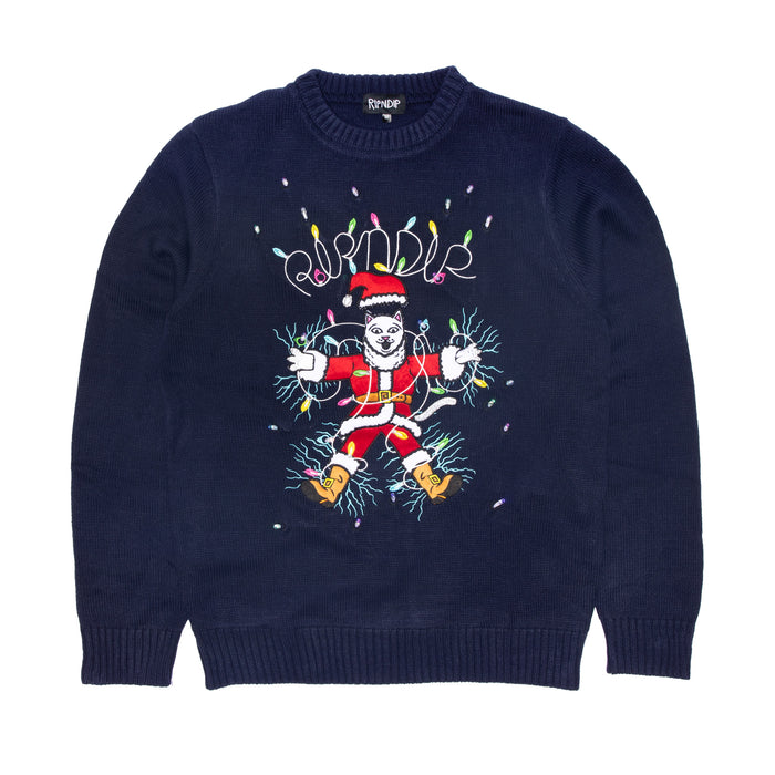 RIPNDIP Electrifying Santa Light Up Sweater (Navy)