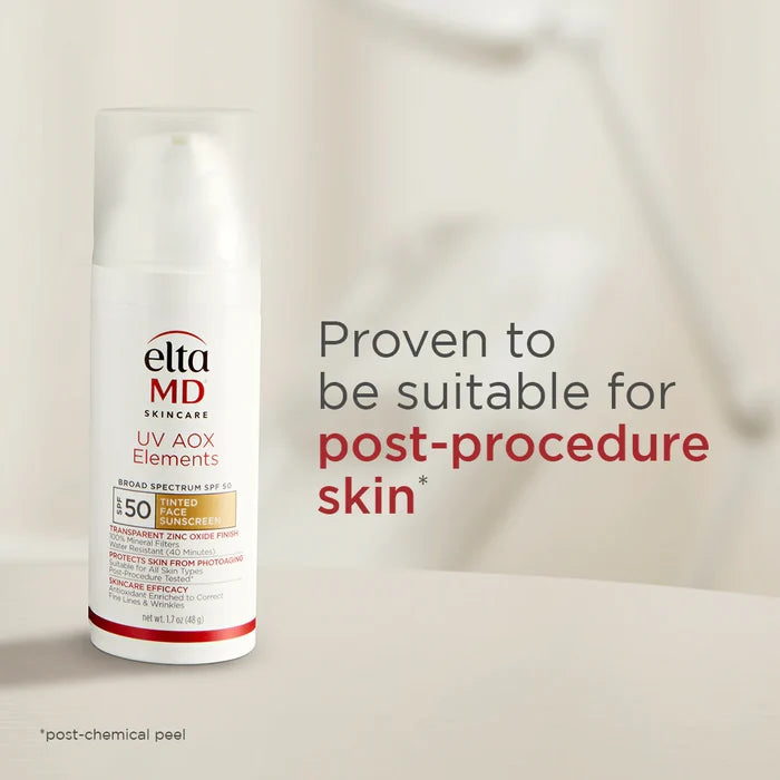 EltaMD UV AOX Elements SPF 50 tinted face sunscreen for post-procedure skin