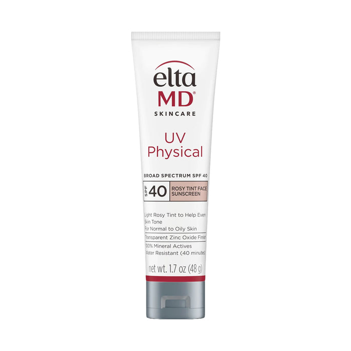 EltaMD UV Physical Broad-Spectrum SPF 40 rosy tint mineral face sunscreen tube