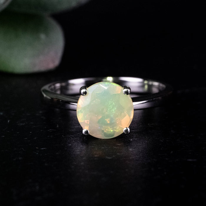 Ethiopian Opal Ring 8mm Size 8 .925 Silver - InnerVision Crystals