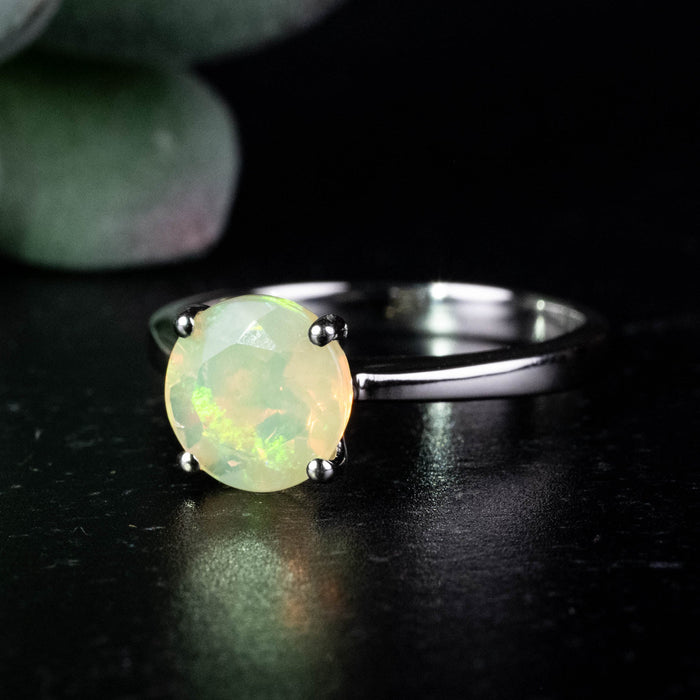 Ethiopian Opal Ring 8mm Size 8 .925 Silver - InnerVision Crystals