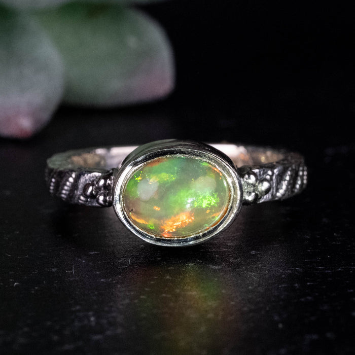 Ethiopian Opal Ring 9x7mm Size 7 .925 Silver - InnerVision Crystals