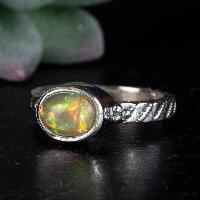 Ethiopian Opal Ring 9x7mm Size 7 .925 Silver - InnerVision Crystals