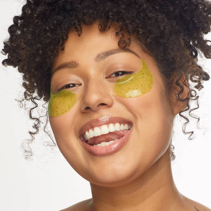Woman wearing Patchology Perk up eye gels