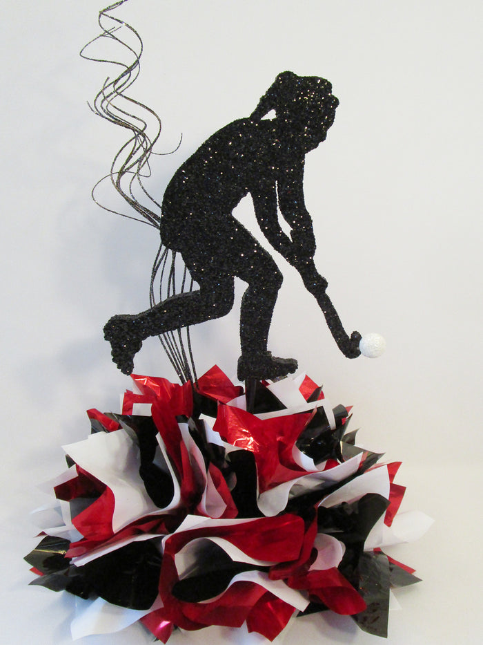 Female Field Hockey themed centerpiece - Designs by Ginny