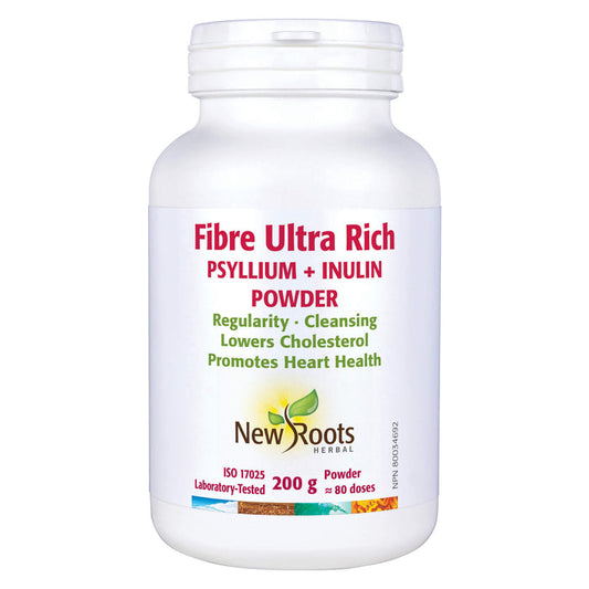 Bottle of New Roots Fiber Ultra Rich, Psyllium + Inulin 200g