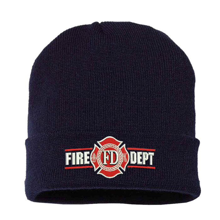 Fire Department Maltese Cross Knit Beanie Firefighter Winter Hat