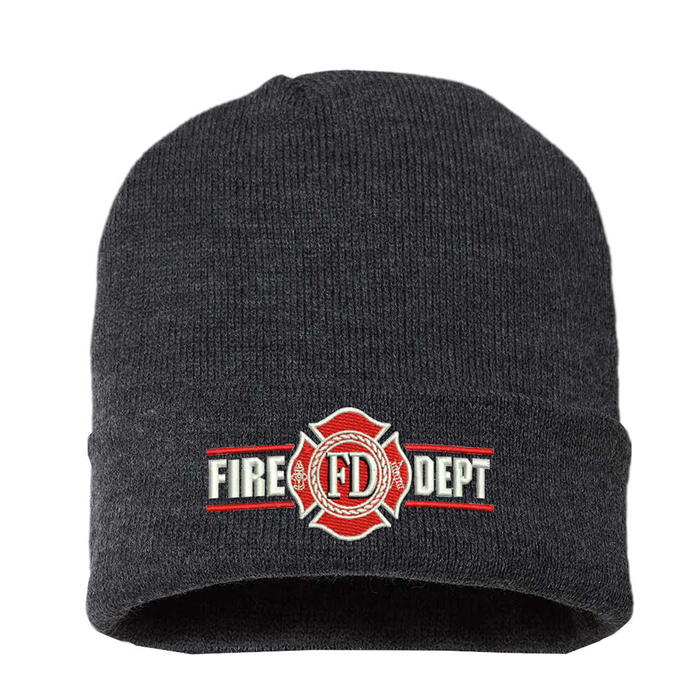 Fire Department Maltese Cross Knit Beanie Firefighter Winter Hat