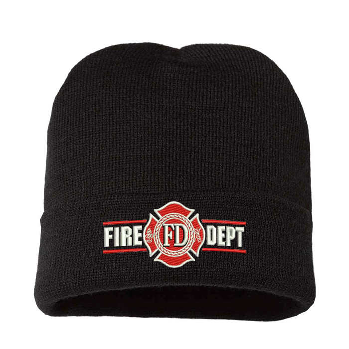 Fire Department Maltese Cross Knit Beanie Firefighter Winter Hat