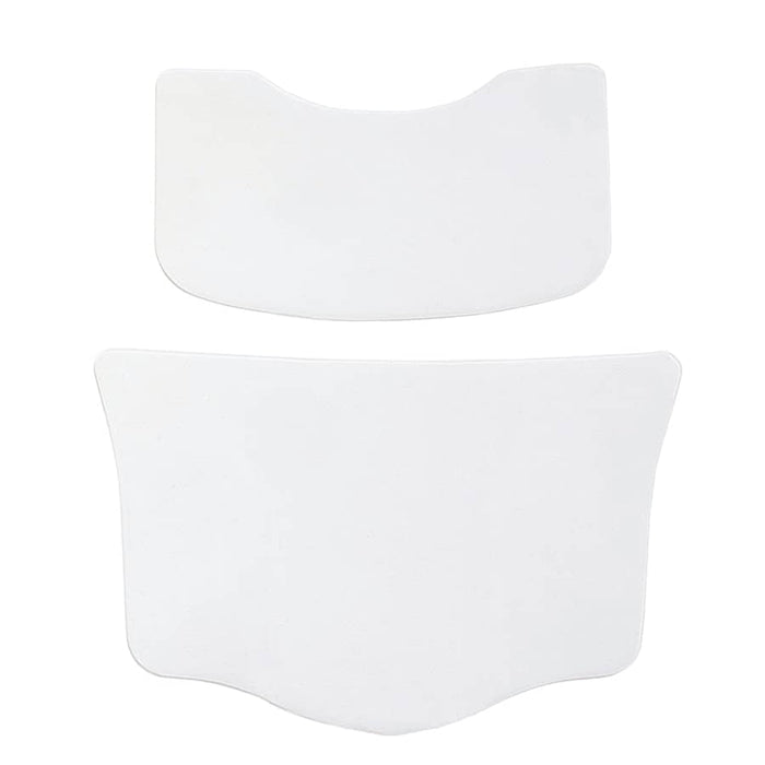 Close-up of glossy hydrogel neck and décolleté patch applied to skin, highlighting smooth, hydrated texture and firming treatment area