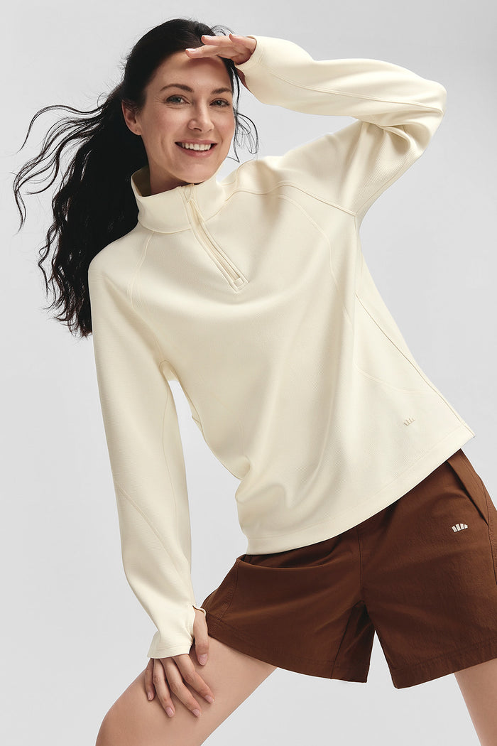 FlexWarm – Women’s High-Stretch Fleece-Feel Half-Zip Long Sleeve Top (Light Warmth)