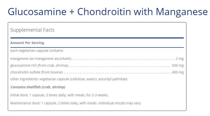 Glucosamine + Chondroitin with Manganese 360 capsules by Pure Encapsulations