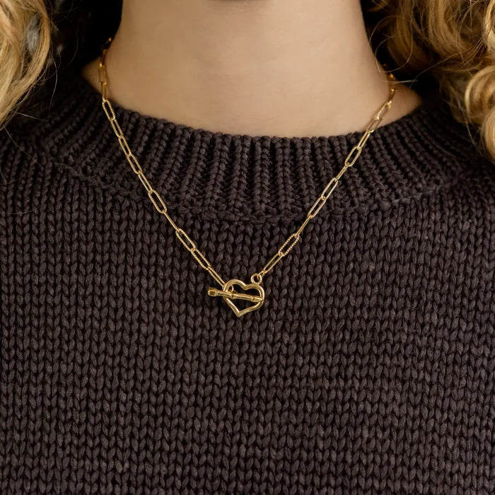 Gold Heart Toggle Necklace