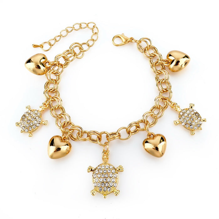Golden Plated Bracelet "I Love Turtles"