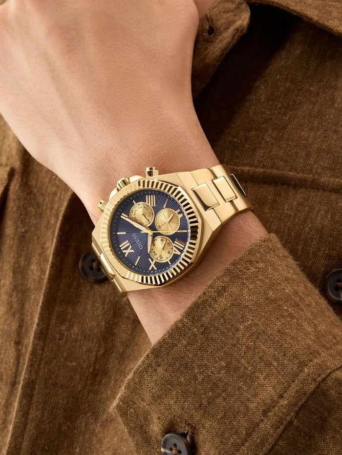 Guess Round 44mm Blue Dial Analog Watch - GW0703G6