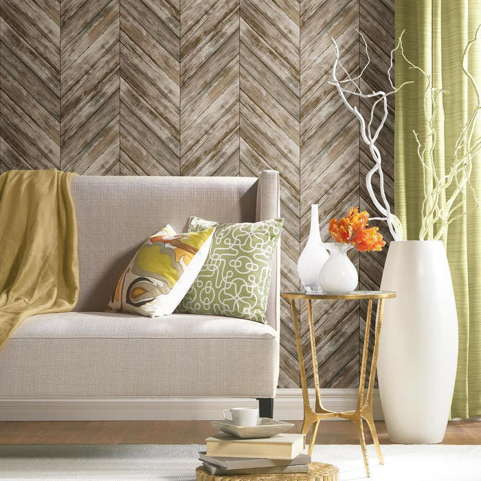 Herringbone Wood Boards Peel & Stick Wallpaper - EonShoppee