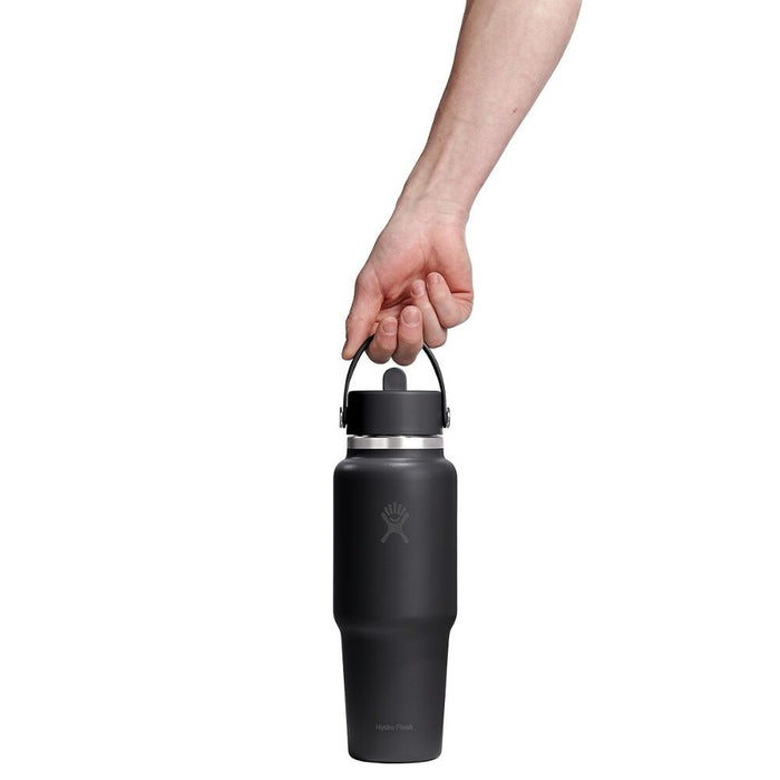 Hydroflask 32oz (946ml) Wide Mouth Travel Bottle with Flex Straw Cap - Black