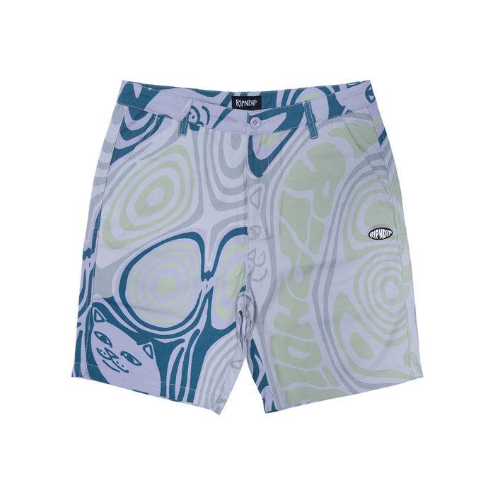 RIPNDIP Hypnotic Twill Shorts (Grey/Lavender/Neon)