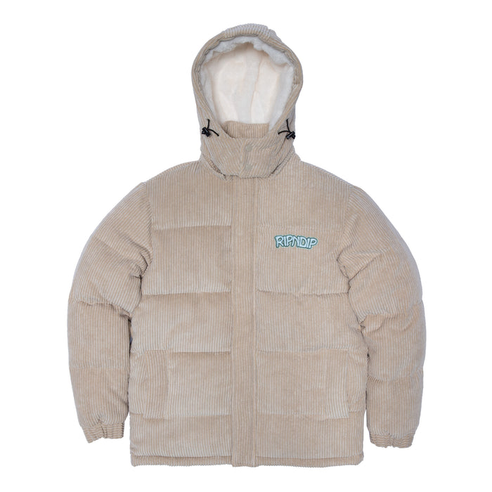 351545 Intertwined Corduroy Puffer Jacket (Khaki)