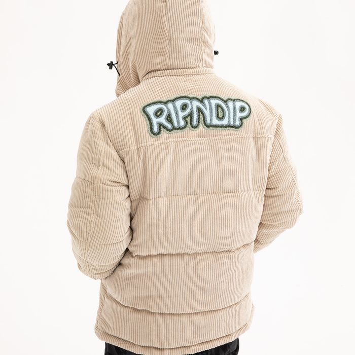351545 Intertwined Corduroy Puffer Jacket (Khaki)