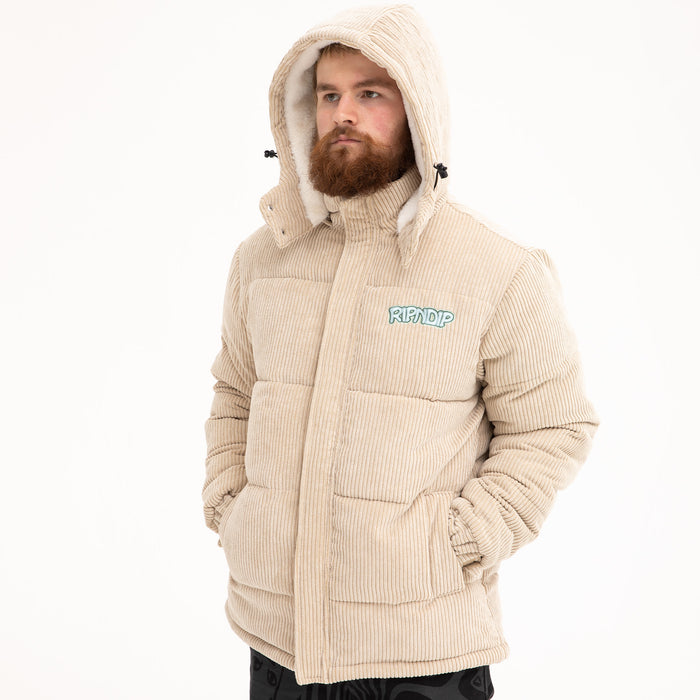 351545 Intertwined Corduroy Puffer Jacket (Khaki)