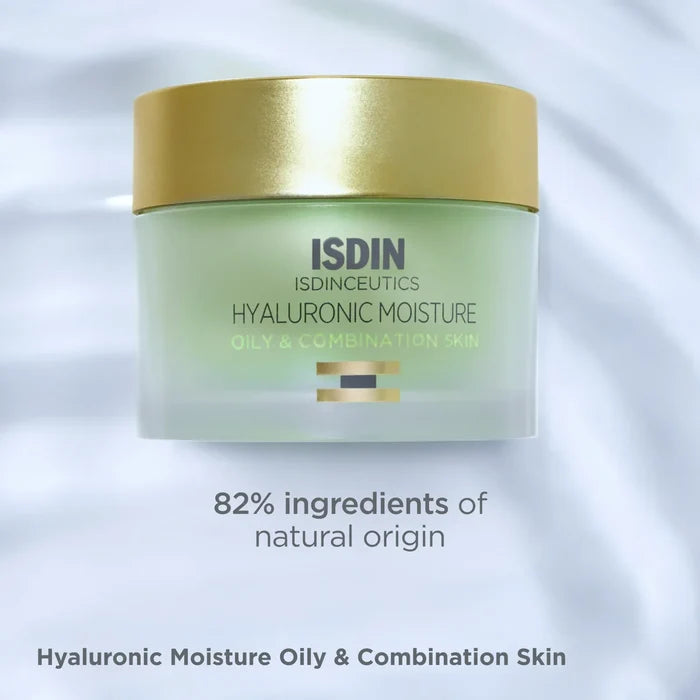 ISDIN Isdinceutics Hyaluronic Moisture Oily & Combination Skin jar with gold lid