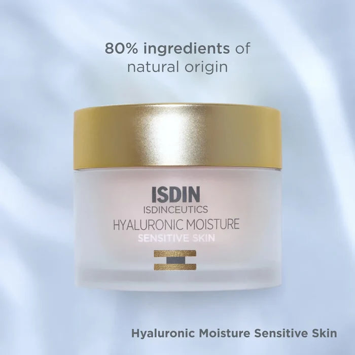 ISDIN Isdinceutics Hyaluronic Moisture Sensitive Skin moisturizer jar with gold lid