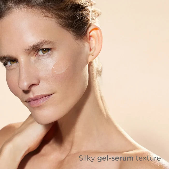 Woman applying silky gel-serum texture for dark spot correction