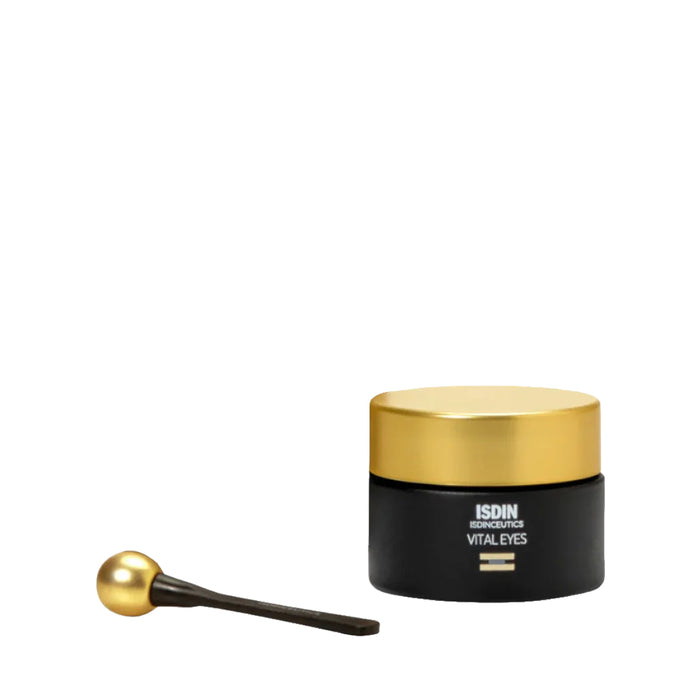 ISDIN Isdinceutics Vital Eyes overnight eye cream jar with gold lid and applicator