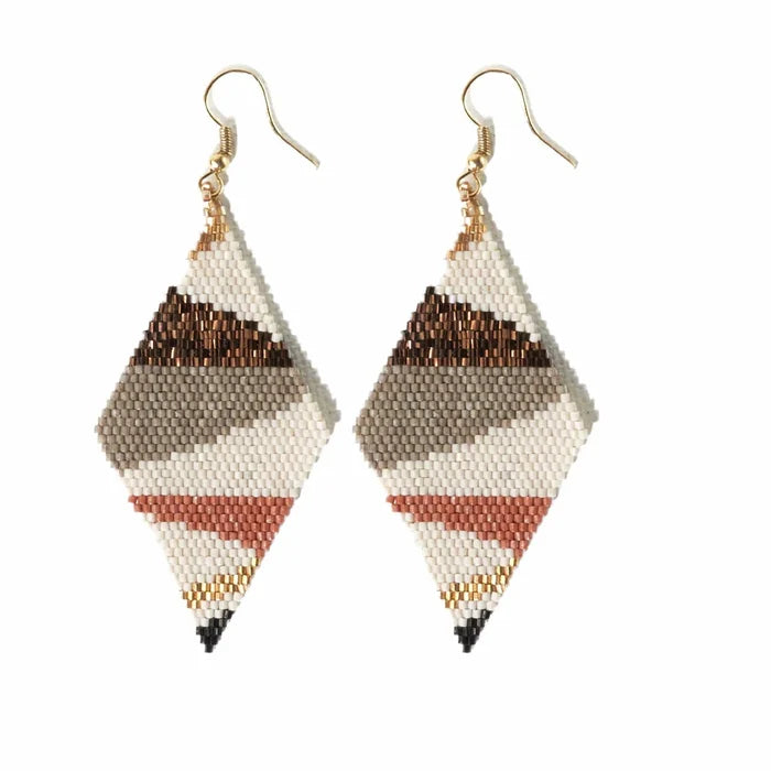 Ivory Bronze Grey Side Angles Diamond Luxe Earrings